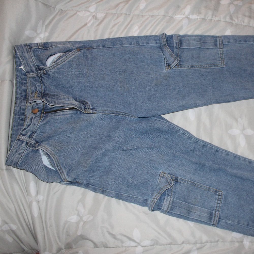 Light Wash Cargo Jeans